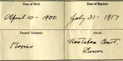 detail from Josephine's baptism certificate